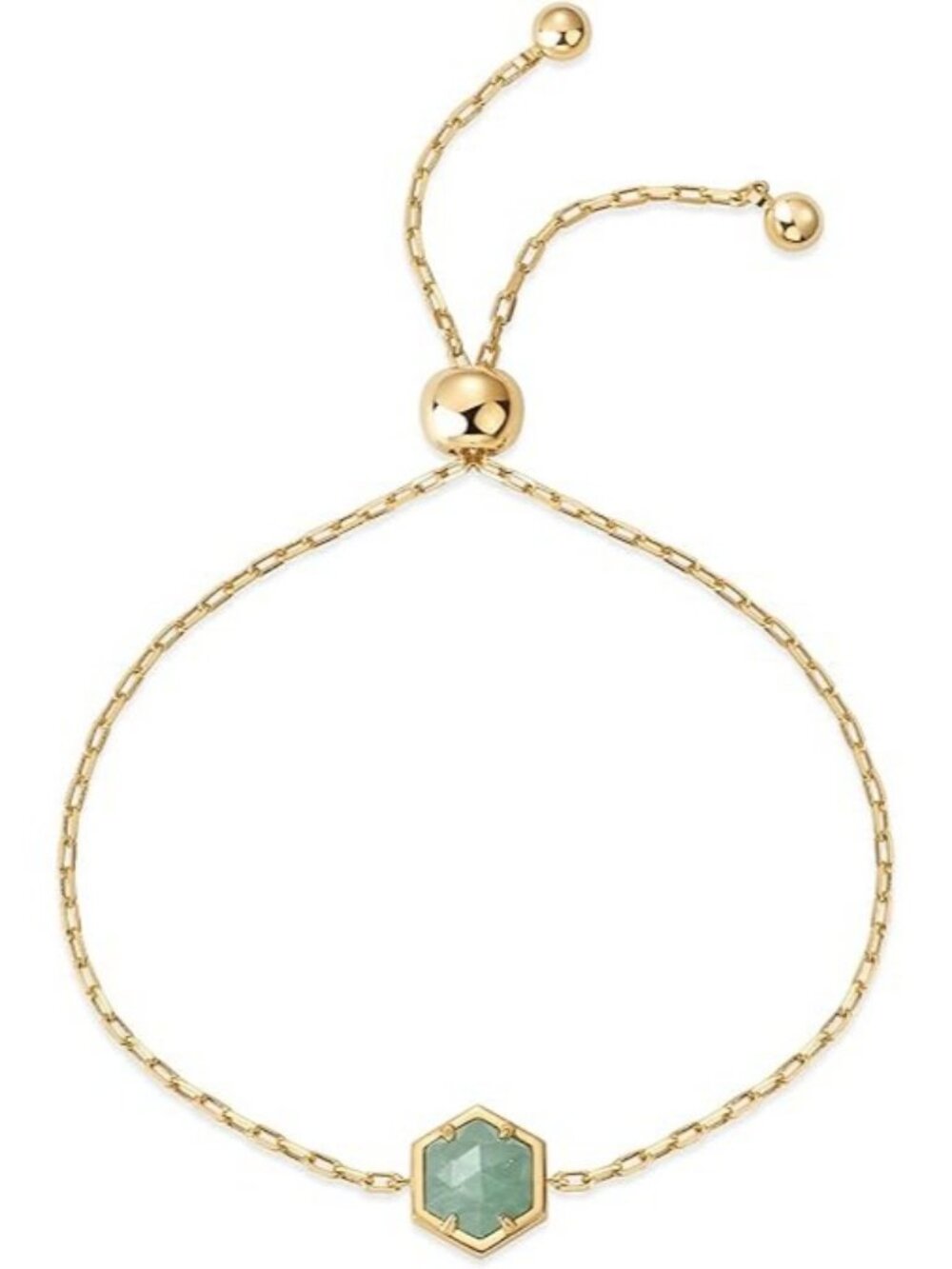 Fluorite Yellow Gold 14K Gold Plated Hexagon Gemstone Bracelet